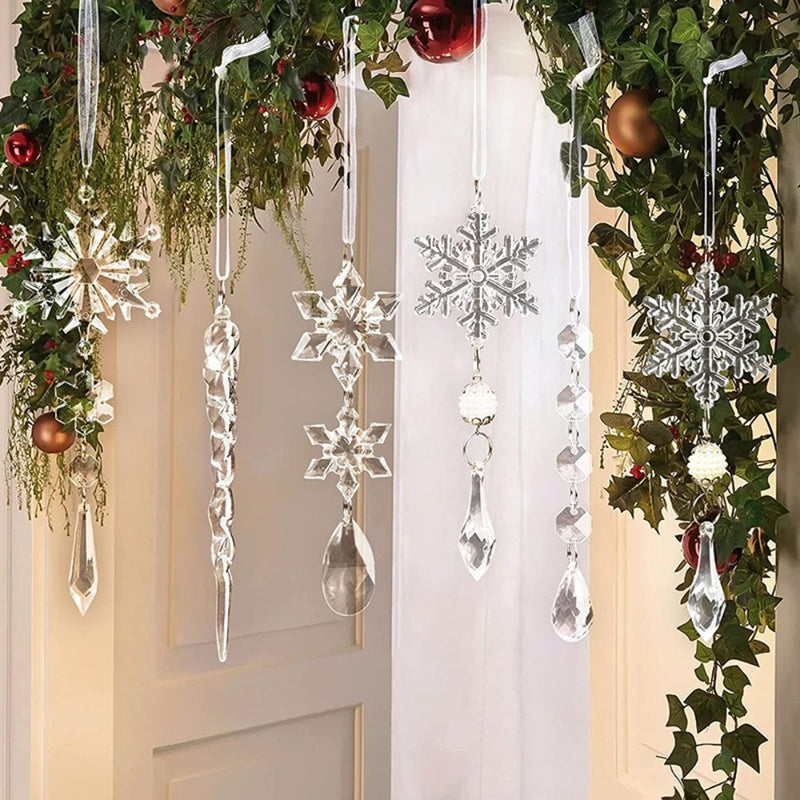 Acrylic Snowflake Simulation Ice Pendants Xmas Tree Hanging Ornament