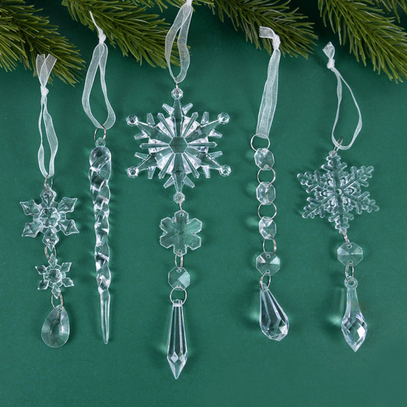 Acrylic Snowflake Simulation Ice Pendants Xmas Tree Hanging Ornament