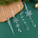 Acrylic Snowflake Simulation Ice Pendants Xmas Tree Hanging Ornament