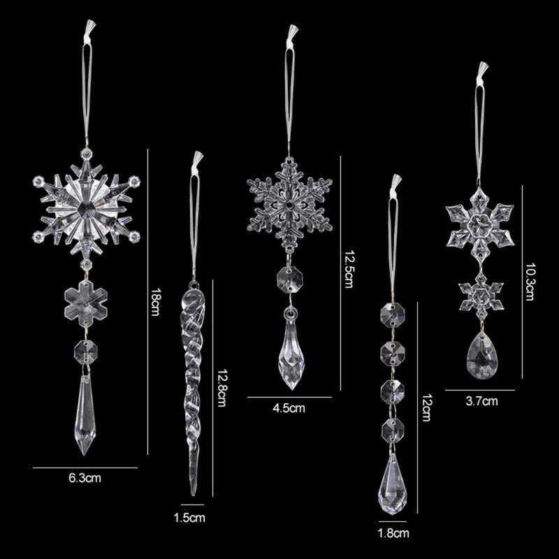 Acrylic Snowflake Simulation Ice Pendants Xmas Tree Hanging Ornament