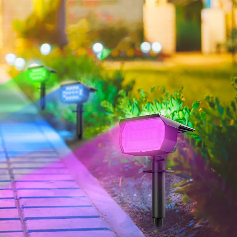 20LED Colorful Solar Landscape Spotlights Wireless Waterproof