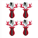 Christmas Cutlery Holder Knife and Fork Pocket Bag Cutlery Cover Star Tree Elk Table Decoration