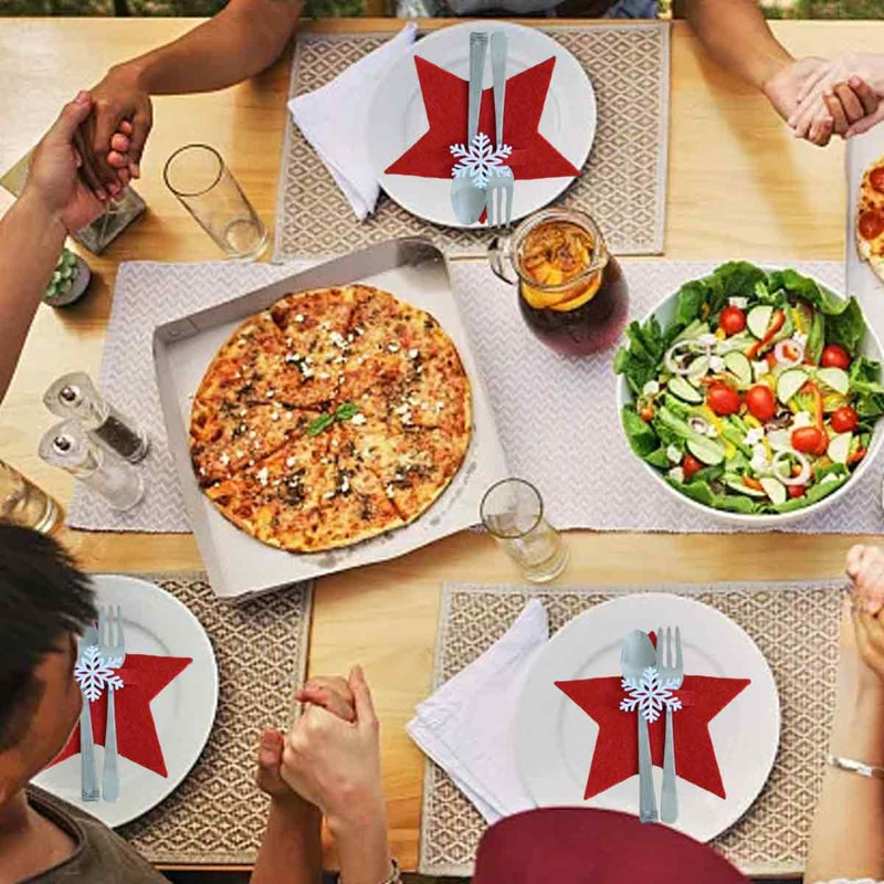 Christmas Cutlery Holder Knife and Fork Pocket Bag Cutlery Cover Star Tree Elk Table Decoration