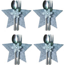 Christmas Cutlery Holder Knife and Fork Pocket Bag Cutlery Cover Star Tree Elk Table Decoration