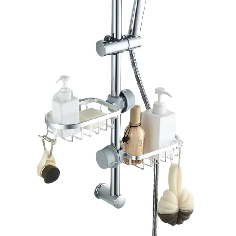 Adjustable Aluminum Shower Rack for Organized Bathroom Storage