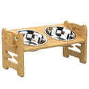 Adjustable Bamboo Elevated Dog Bowls with Stainless Steel Food Bowls