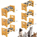 Adjustable Bamboo Elevated Dog Bowls with Stainless Steel Food Bowls