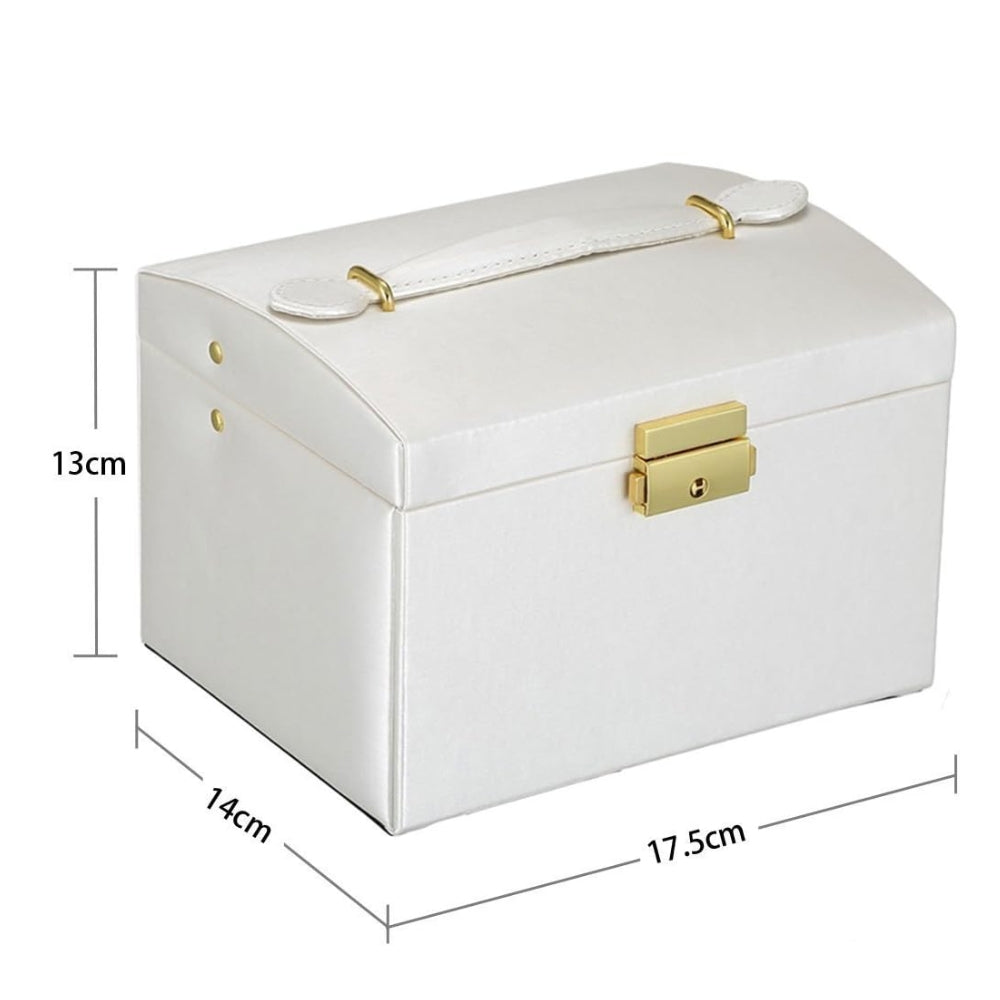 Multi Functional Three Layer Leather Drawer Style Jewelry Box Earrings Earrings Lock Jewelry Box