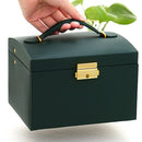 Multi Functional Three Layer Leather Drawer Style Jewelry Box Earrings Earrings Lock Jewelry Box