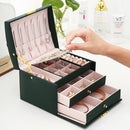 Multi Functional Three Layer Leather Drawer Style Jewelry Box Earrings Earrings Lock Jewelry Box