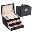 Multi Functional Three Layer Leather Drawer Style Jewelry Box Earrings Earrings Lock Jewelry Box
