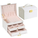 Multi Functional Three Layer Leather Drawer Style Jewelry Box Earrings Earrings Lock Jewelry Box