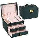 Multi Functional Three Layer Leather Drawer Style Jewelry Box Earrings Earrings Lock Jewelry Box