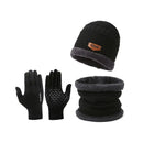 Winter Knit Beanie Hat Neck Warmer Gloves Set