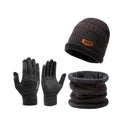 Winter Knit Beanie Hat Neck Warmer Gloves Set