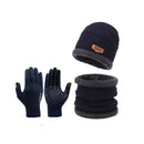 Winter Knit Beanie Hat Neck Warmer Gloves Set