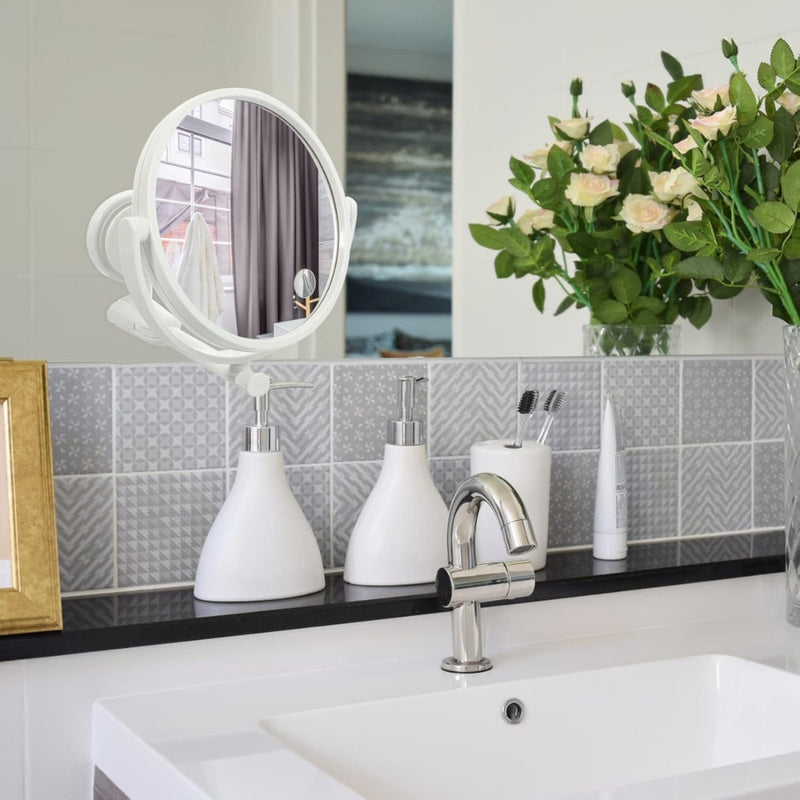 Folding Round Makeup Mirror Wall Mounted Rotating Double Sided Mirror