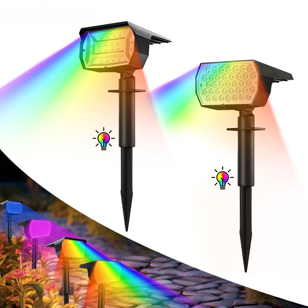 RGB Solar Spotlight Outdoor Solar Landscape Spot Powered Wall Lights Waterproof