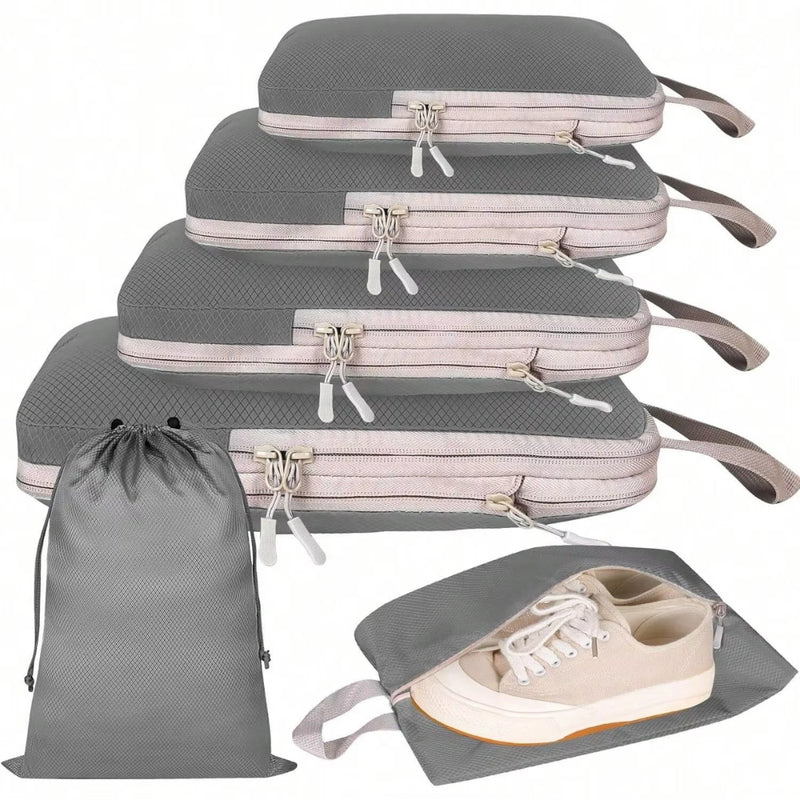 6 Set Compression Packing Travel Storage Bag Cubes Luggage Organizer