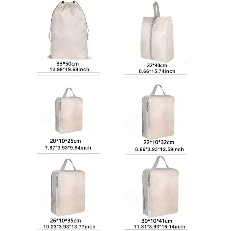 6 Set Compression Packing Travel Storage Bag Cubes Luggage Organizer