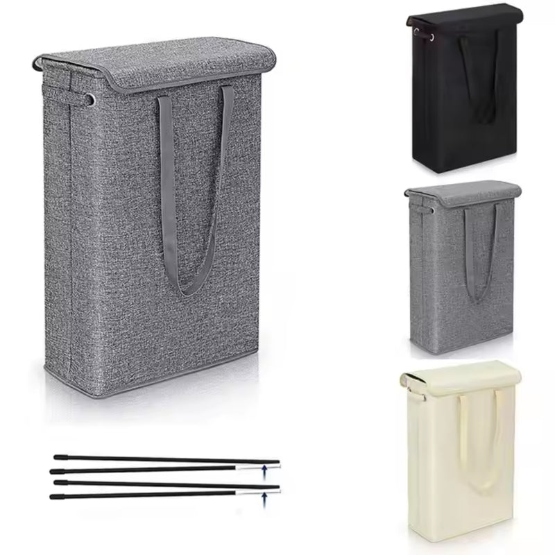 Slim Laundry Basket with Cover Space Foldable Laundry Hamper Collapsible