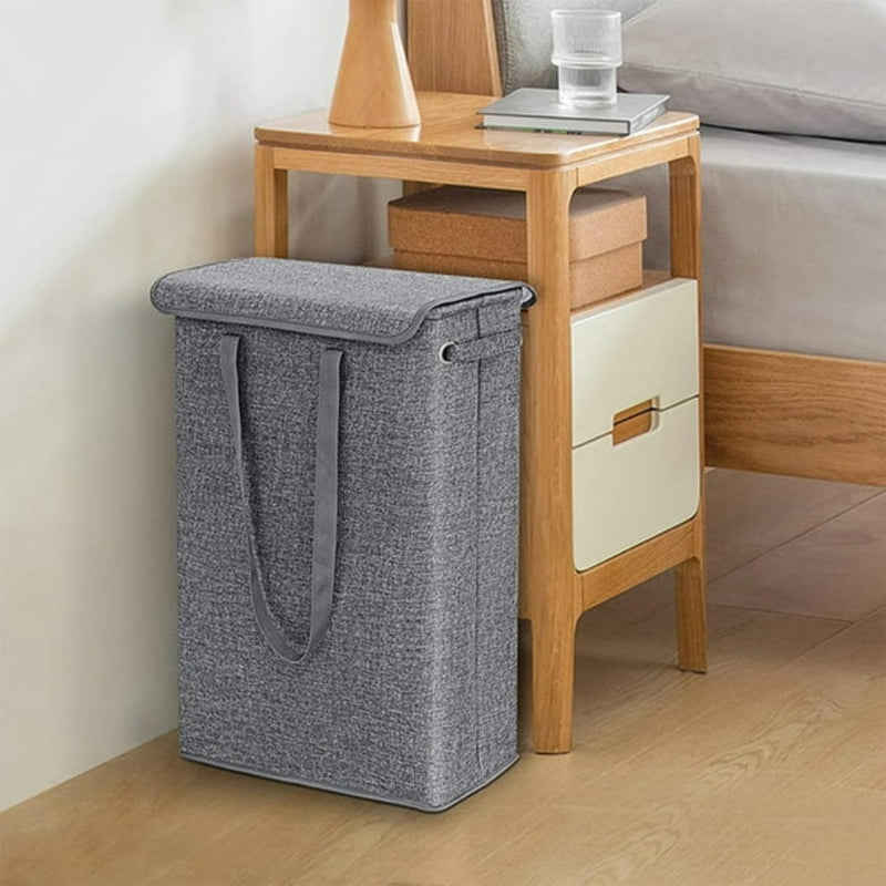 Slim Laundry Basket with Cover Space Foldable Laundry Hamper Collapsible