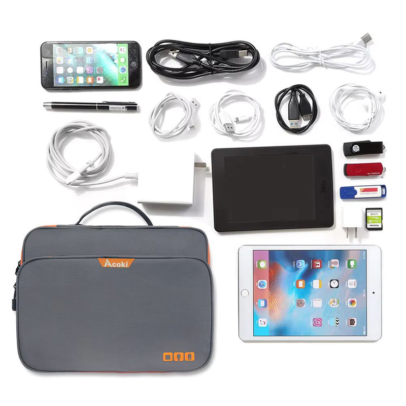 Large Capacity Electronic Accessories Organizer with iPad Pocket