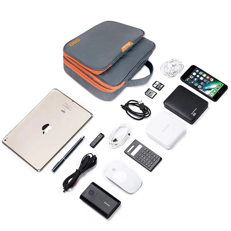 Large Capacity Electronic Accessories Organizer with iPad Pocket