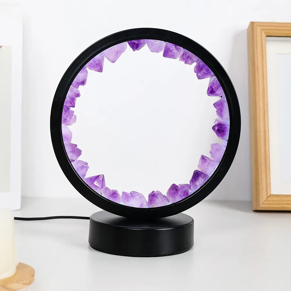 Led Crystal Lamp Room Decoration Natural Gemstone Amethyst Healing Stone