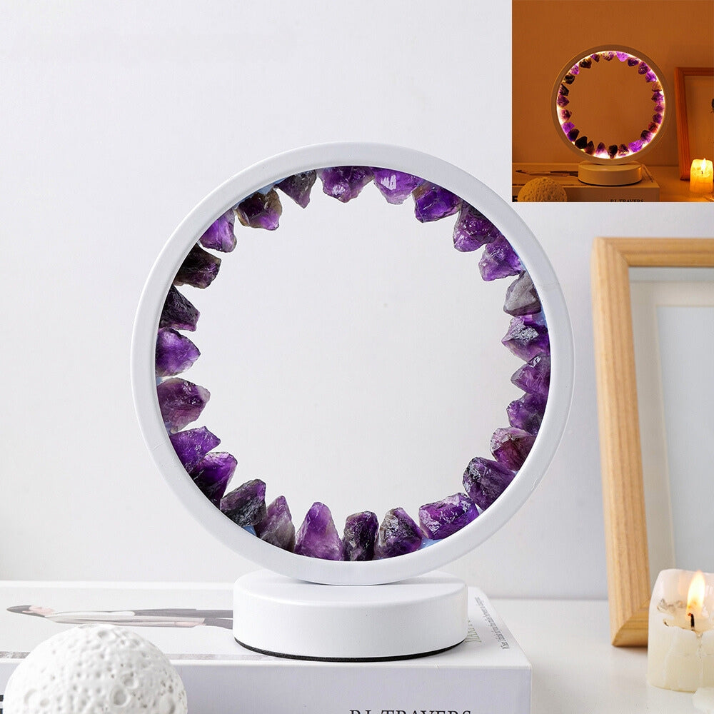 Led Crystal Lamp Room Decoration Natural Gemstone Amethyst Healing Stone