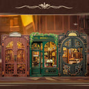 DIY Book Nook Kit Miniature Dollhouse with Light Wooden Bookshelf