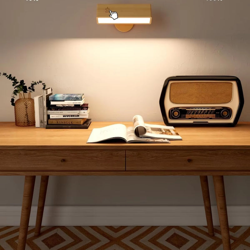 Nordic Wood Wall Lamp With 360 Rotate Dimmable Wall Sconce