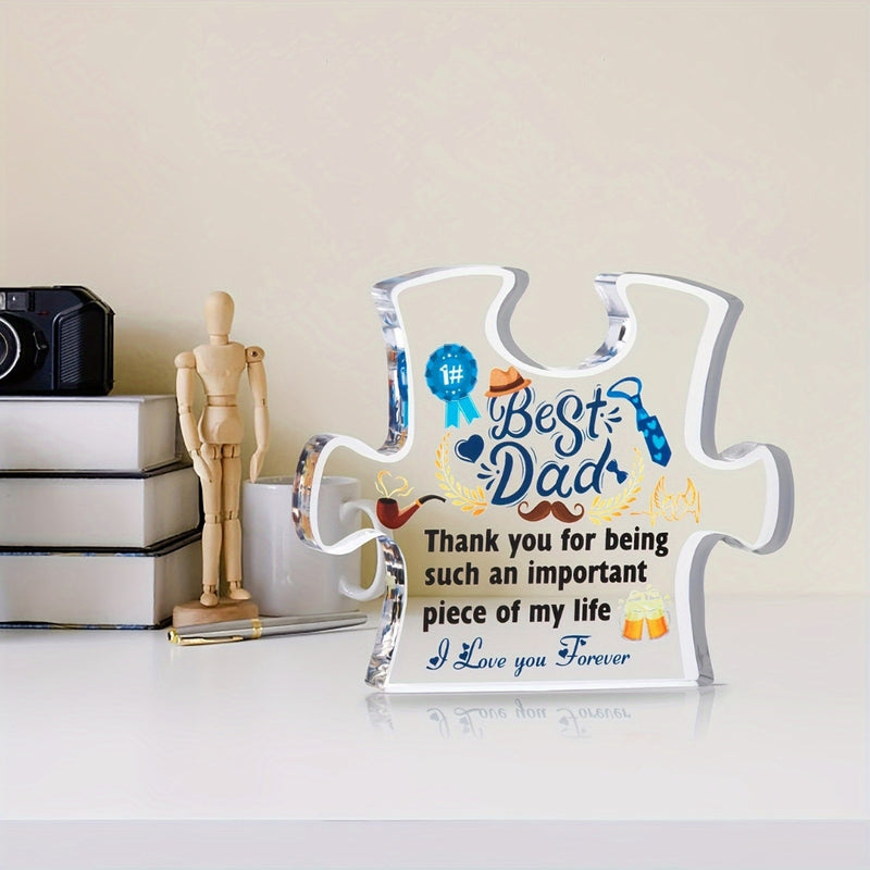 Best Dad Acrylic Puzzle Decoration Gifts for Dad Plaque Stand Home Decoration