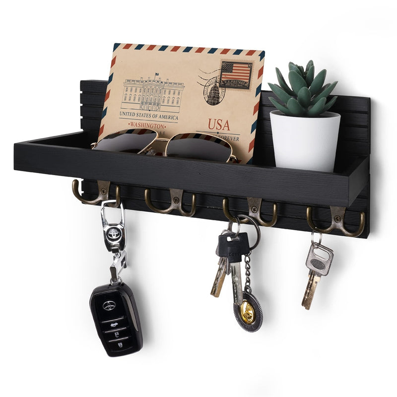 Wooden Key Holder for Entryway Decoration Wall Mounted Mail Organizer and Key Hanger