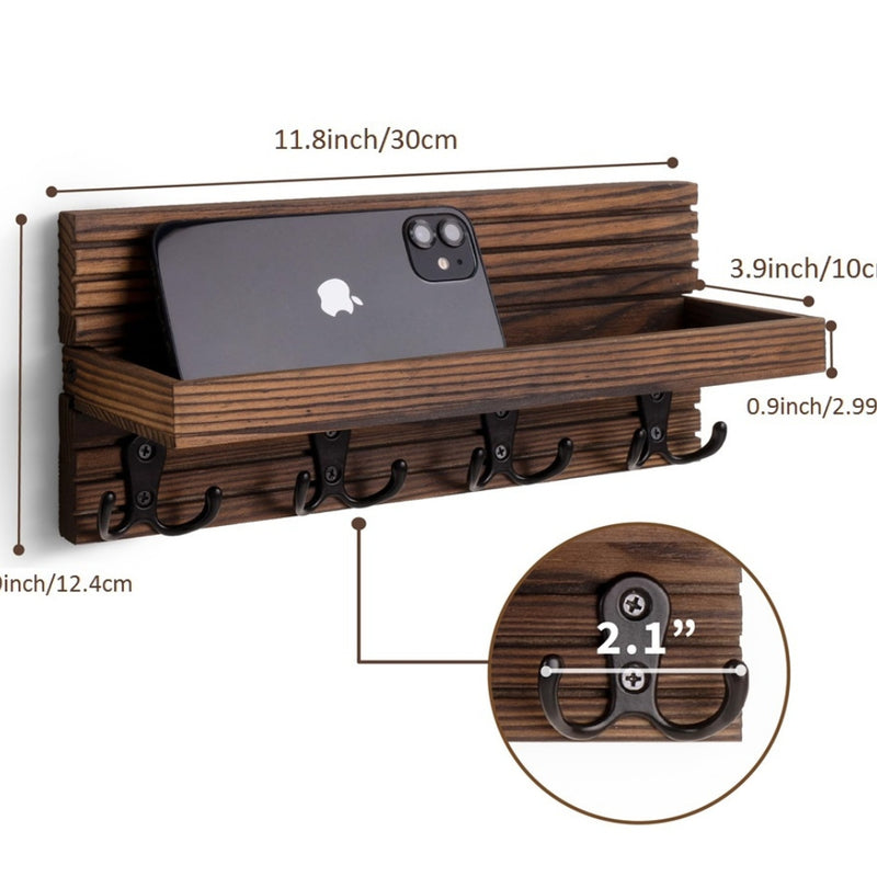 Wooden Key Holder for Entryway Decoration Wall Mounted Mail Organizer and Key Hanger