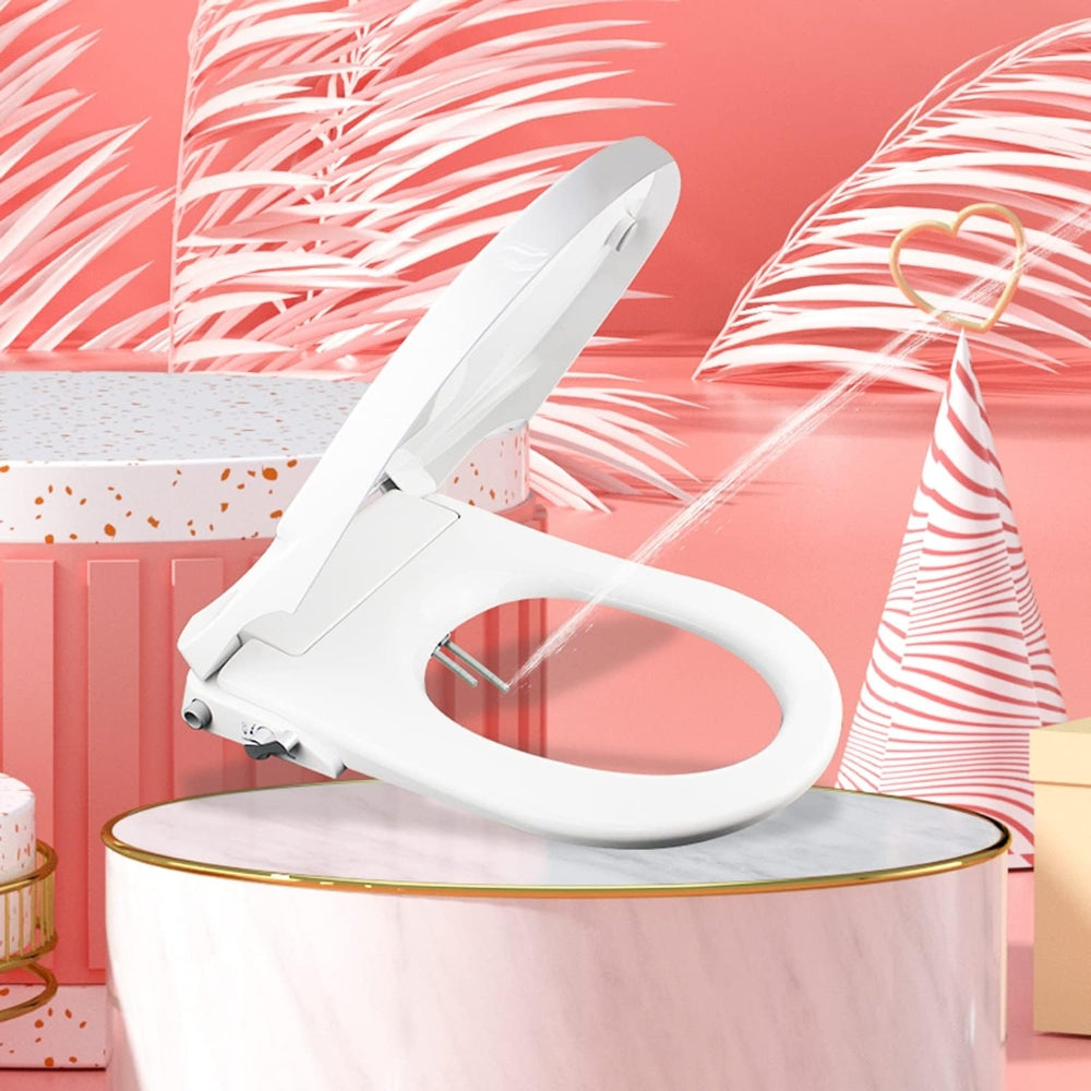 Non Electric Bidet Toilet Seat O Cover Bathroom Dual Nozzle Spray Water Wash