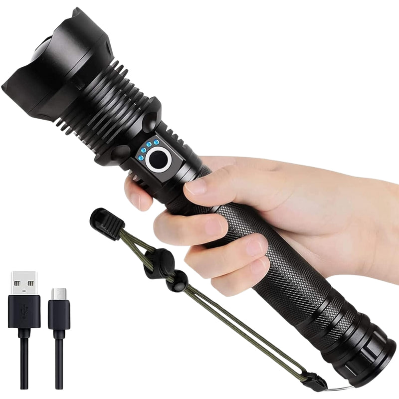 Ultra Bright LED Tactical Flashlight 3 Modes Zoom Torch USB Charging