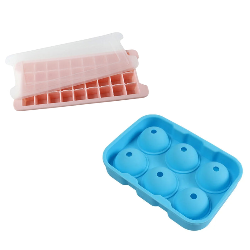 Silicone Ice Cube Whiskey Tray With Lid Mold Maker Tool