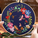 DIY Flowers Pattern Embroidery Kits Craft Beginner Needlepoint Hoop Cross Stitch