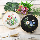DIY Flowers Pattern Embroidery Kits Craft Beginner Needlepoint Hoop Cross Stitch