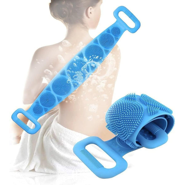 Bath Towel Silicone Exfoliating Back Strap Scrub Shower Body Scrubber