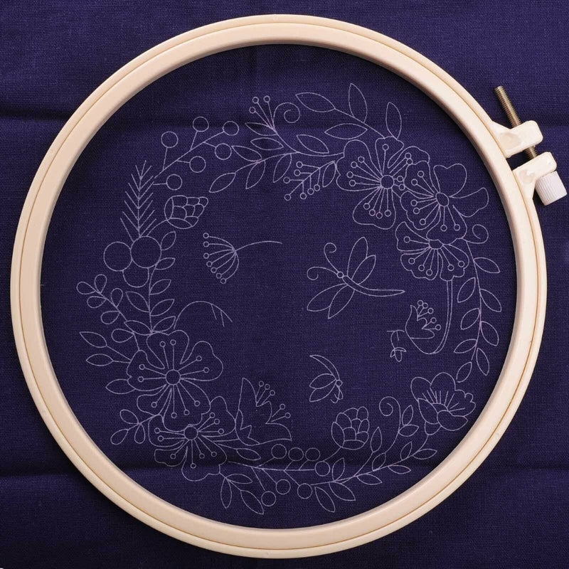 Embroidery Beginners DIY Cross Stitch Kits Pre Printed Floral Pattern With Hoop