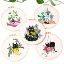 Embroidery Beginners DIY Cross Stitch Kits Pre Printed Floral Pattern With Hoop