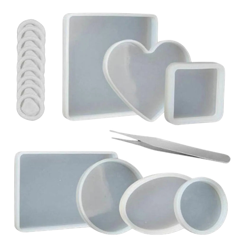 Coaster Cup Mat Mold Round Silicone Mould Kit for Craft DIY Epoxy Resin