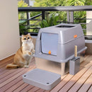 Enclosed Cat Litter Box Front Top Exit Cat Toilet Boxes with Lid