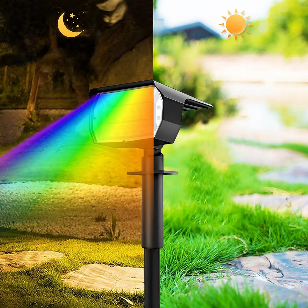 RGB Solar Spotlight Outdoor Solar Landscape Spot Powered Wall Lights Waterproof