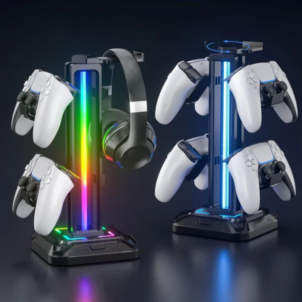 Controller Stand with 9 Light Modes Headset Holder for Desk Stand