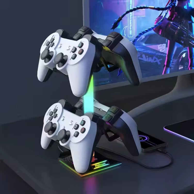 Controller Stand with 9 Light Modes Headset Holder for Desk Stand