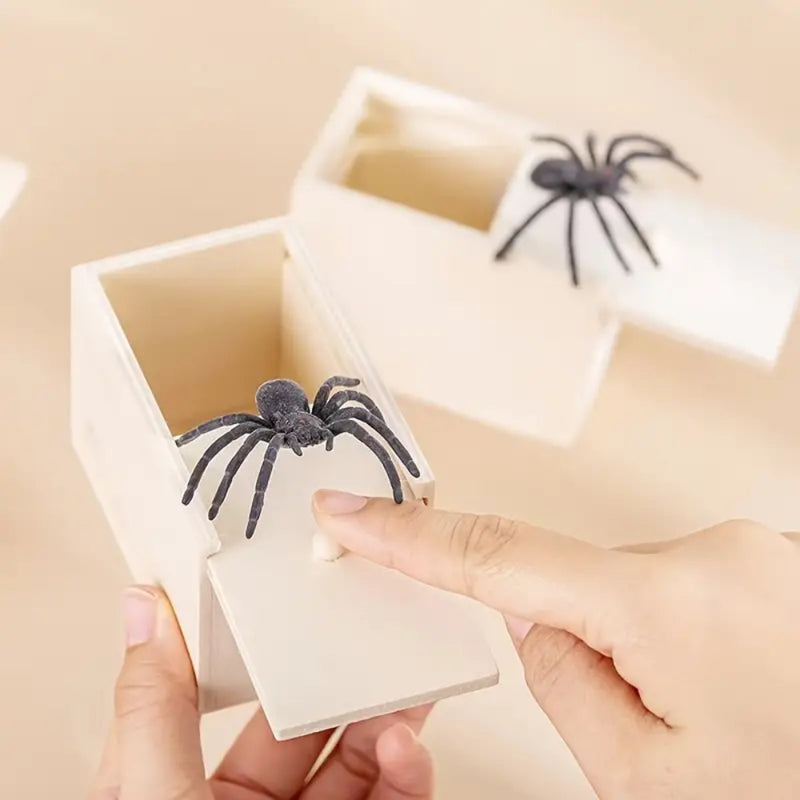 Wooden Prank Spider Scare Box