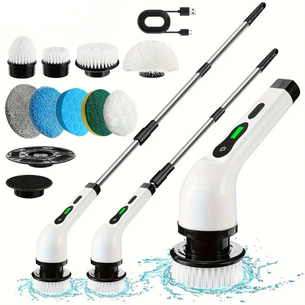 9 in 1 Cordless Rechargeable Electric Spin Scrubber Turbo Scrub Cleaning Brush
